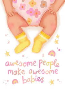 Felicitatiekaart geboorte meisje awesome people grappig