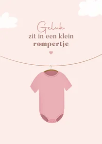 Felicitatiekaart geboorte meisje met roze rompertje