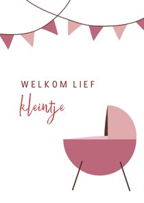 Felicitatiekaart geboorte meisje met roze wieg