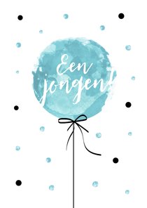 Felicitatiekaart geboorte met blauwe ballon