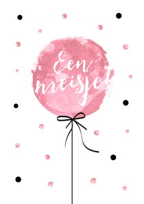 Felicitatiekaart geboorte van een meisje met roze ballon