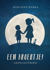 Felicitatiekaart geboorte zoon - grote zus met broertje 