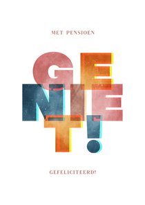 Felicitatiekaart geniet typografisch 