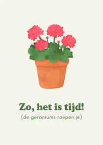 Felicitatiekaart geraniums pensioen roze grappig humor