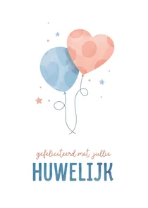 Felicitatiekaart getrouwd met getekende ballonnen