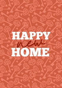Felicitatiekaart happy new home sleutel patroon