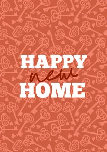 Felicitatiekaart happy new home sleutel patroon