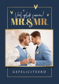 Felicitatiekaart huwelijk gay homo mr. and mr. foto hartjes