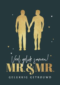 Felicitatiekaart huwelijk homo gay mr and mr silhouet