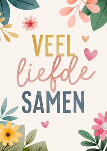 Felicitatiekaart huwelijk met waterverf bloemen