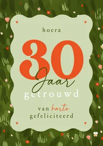 Felicitatiekaart huwelijksjubileum bloemenveld rand