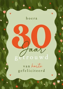 Felicitatiekaart huwelijksjubileum bloemenveld rand