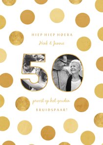 Felicitatiekaart jubileum fotocollage '50' met confetti