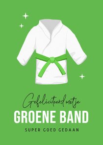 Felicitatiekaart judo groene band sport prestatie