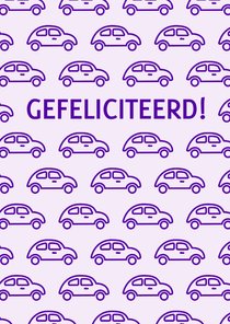 Felicitatiekaart met autootjes voor geslaagd rijbewijs