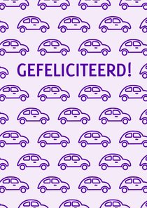 Felicitatiekaart met autootjes voor geslaagd rijbewijs