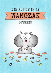 Felicitatiekaart met een hamstertje met volle wangzakken