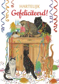 Felicitatiekaart met feestvierende katten