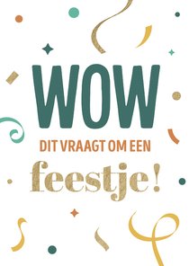 Felicitatiekaart met slingers en confetti