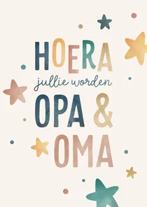 Felicitatiekaart met waterverf sterretjes