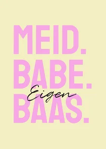 Felicitatiekaart nieuwe baan eigen baas geel roze