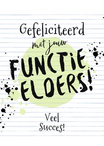 Felicitatiekaart nieuwe baan 'Functie elders' notitieblok