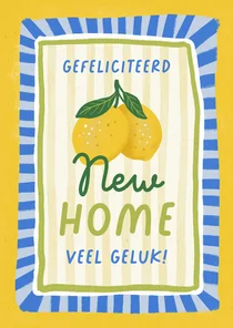 Felicitatiekaart nieuwe woning fris citroenen gouache verf
