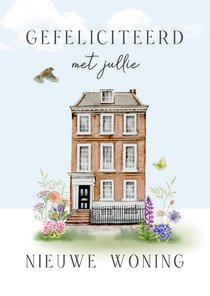 Felicitatiekaart nieuwe woning met leuk huis