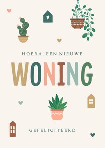 Felicitatiekaart nieuwe woning met plantjes