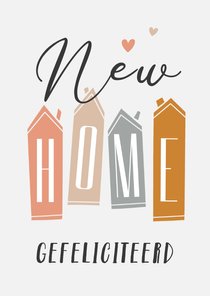 Felicitatiekaart nieuwe woning new home huisjes hip