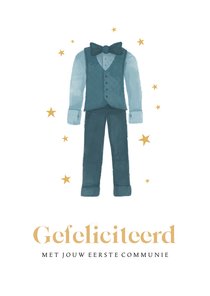 Felicitatiekaart outfit communie sterretjes gefeliciteerd