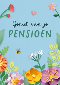 Felicitatiekaart pensioen bloemen