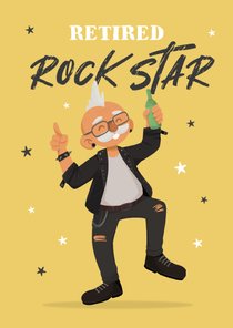 Felicitatiekaart pensioen rock star man 67 jaar humor