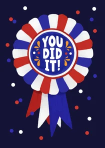 Felicitatiekaart sportprestatie lintje you did it confetti