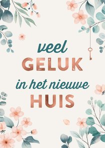 Felicitatiekaart veel geluk met stijlvolle bloemen 