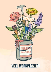 Felicitatiekaart verhuizing kantoor