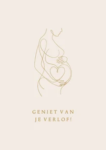 Felicitatiekaart verlof lijntekening zwangerschap beige