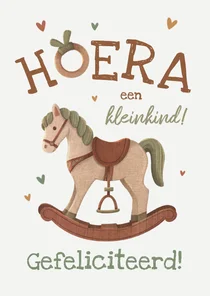 Felicitatiekaart vintage hobbelpaard gefeliciteerd kleinkind