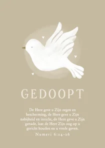 Felicitatiekaart volwassen doop duif bijbeltekst