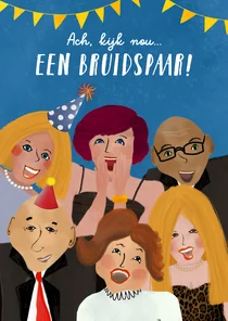 Felicitatiekaart voor huwelijk met lachende mensen