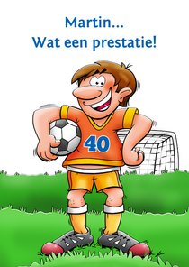 Felicitatiekaart voor voetballende man