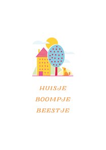 Felicitatiekaart vrolijk 'huisje boompje beestje' 