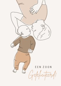 Felicitatiekaartje lijntekening baby met grote broer