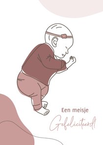 Felicitatiekaartje lijntekening baby slapend