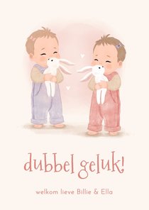 Felicitatiekaartje meisjes tweeling illustratie 