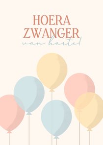 Felicitatiekaartje met ballonnen hoera zwanger