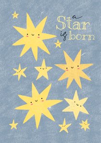 Felicitatiekaartje sterretjes a star is born blauw