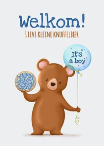 Felicitatiekaartje welkom lieve kleine knuffelbeer 