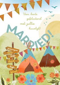 Festival trouwkaart - gefeliciteerd