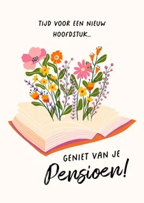 Fleurige felicitatiekaart voor iemand die met pensioen gaat